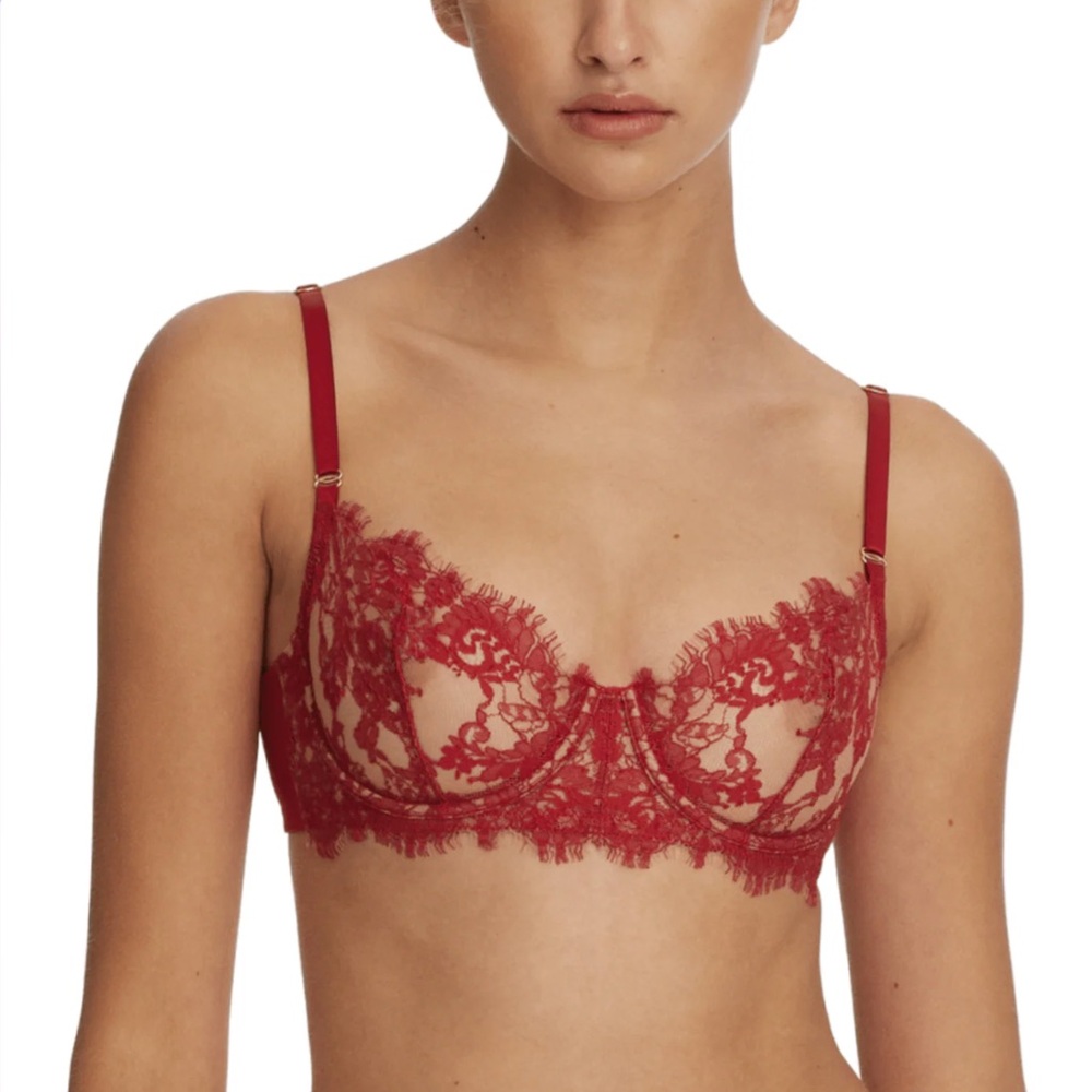 NWT Skarlett Blue Entice Red Lipstick Lace Balconette Bra 38D